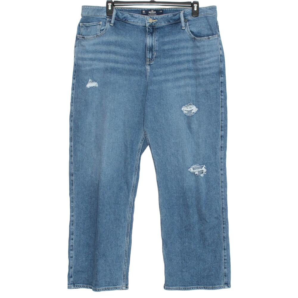 Hollister Jeans High Rise Vintage Baggy Distressed 90s Grunge Boho Blue 19 Short
